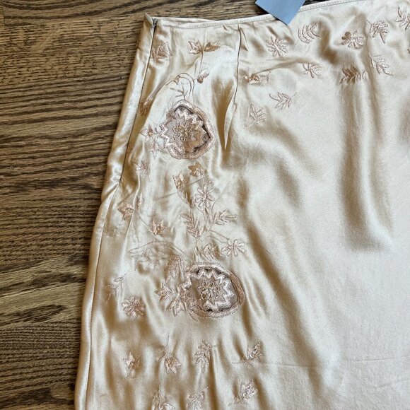 Alberta Ferretti Womens 90's Champagne 100% Silk Embroidered Skirt Size 44/M - Picture 10 of 16